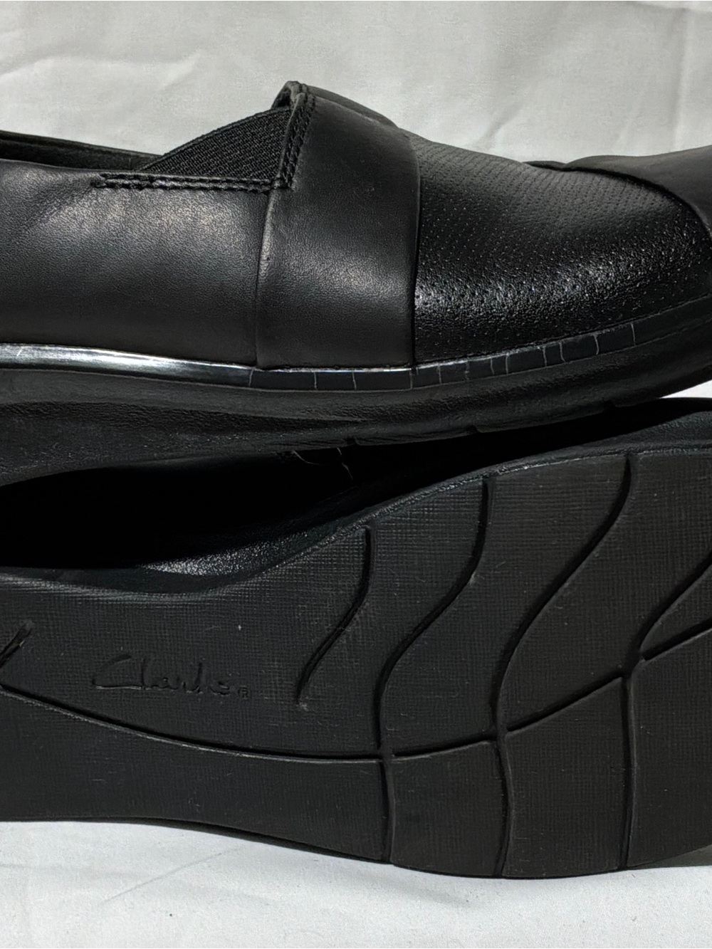Clarks Black Men's Slip-On Perforated Leather Loafer